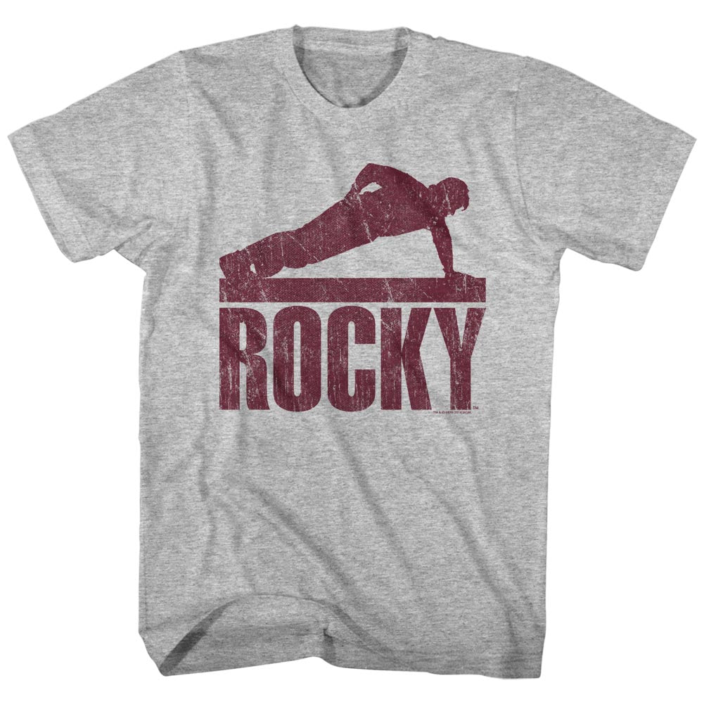 Rocky T-Shirt Distressed One Handed Pushup Gray Heather Tee