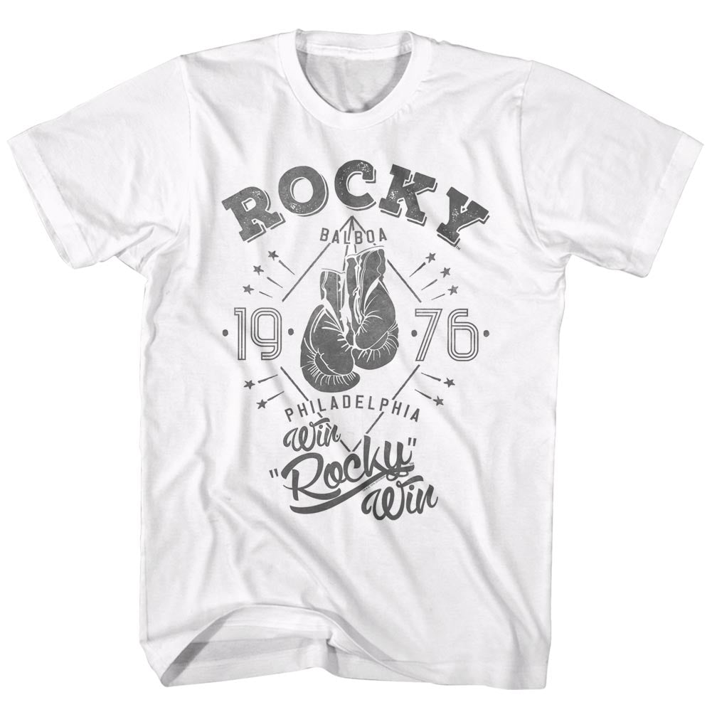 Rocky T-Shirt 1976 Boxing Gloves Win Poster White Tee