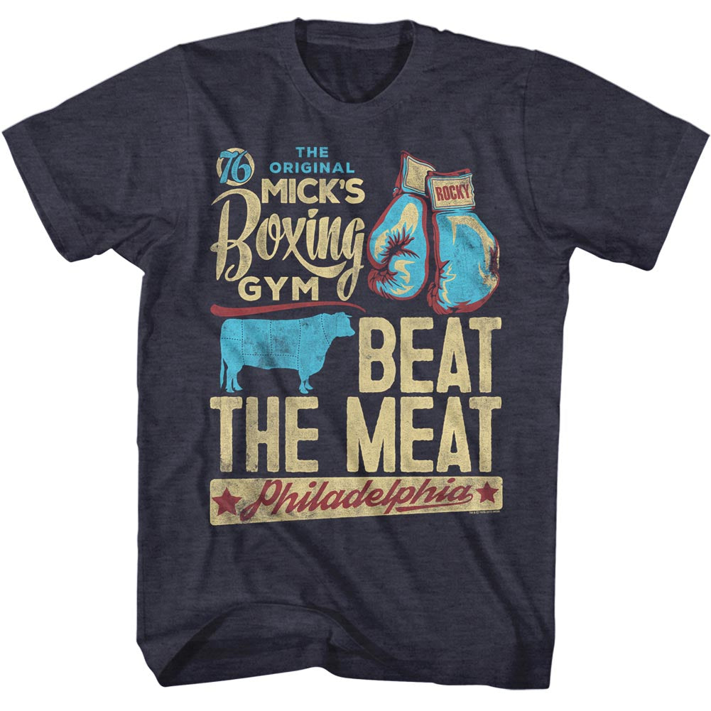 Rocky T-Shirt Mick's Boxing Gym Beat The Meat Navy Heather Tee