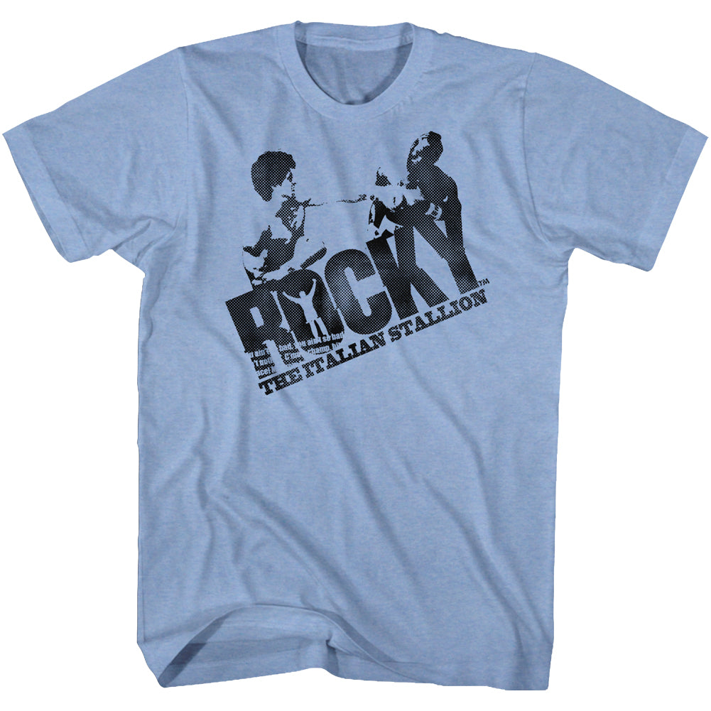 Rocky T-Shirt Halftone Logo Light Blue Heather Tee