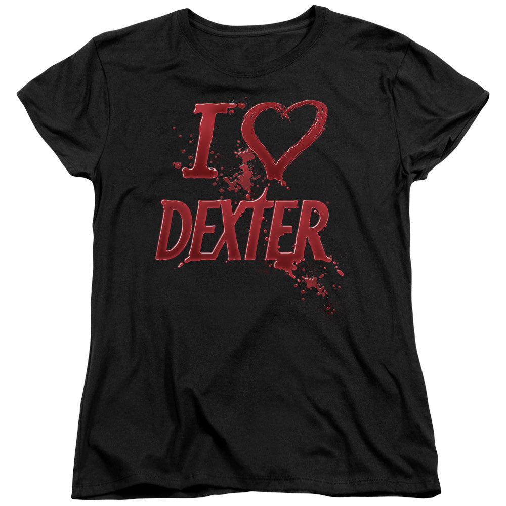 Dexter Womens T-Shirt I Love Dexter Black Tee