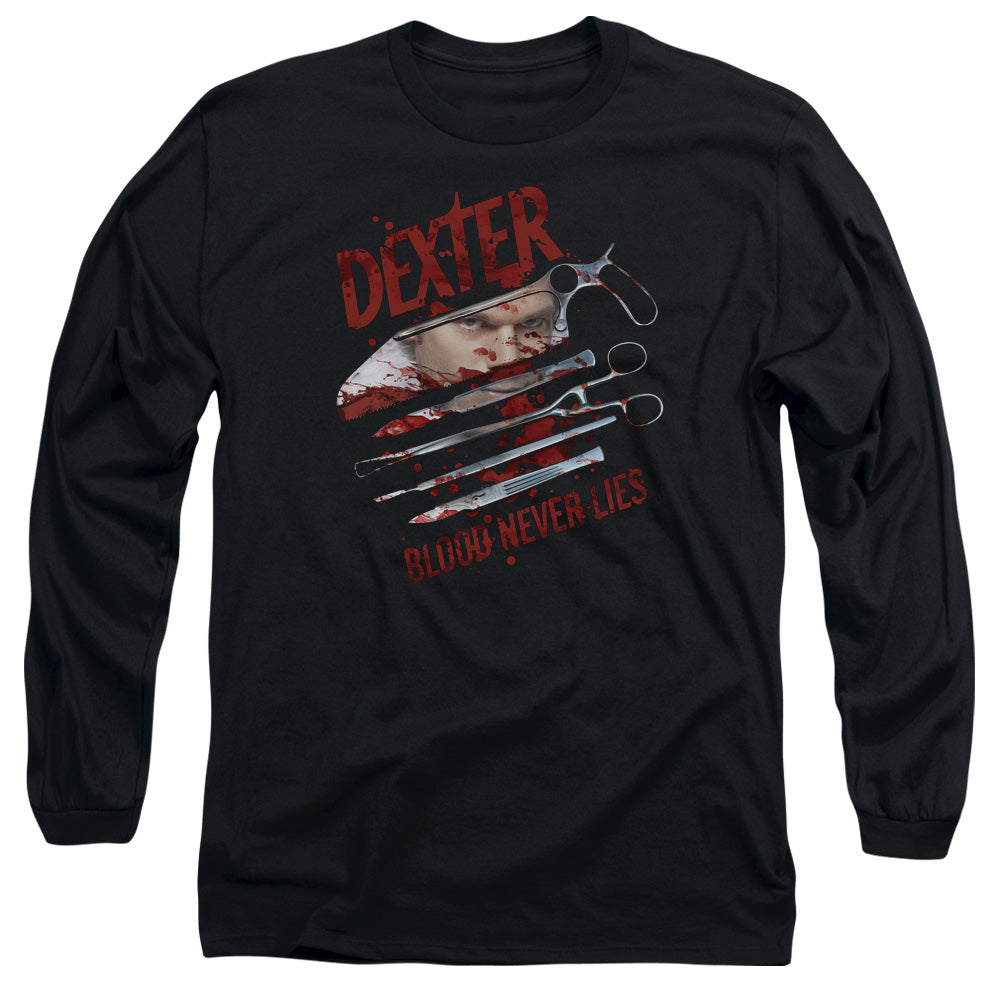 Dexter Long Sleeve T-Shirt Blood Never Lies Black Tee