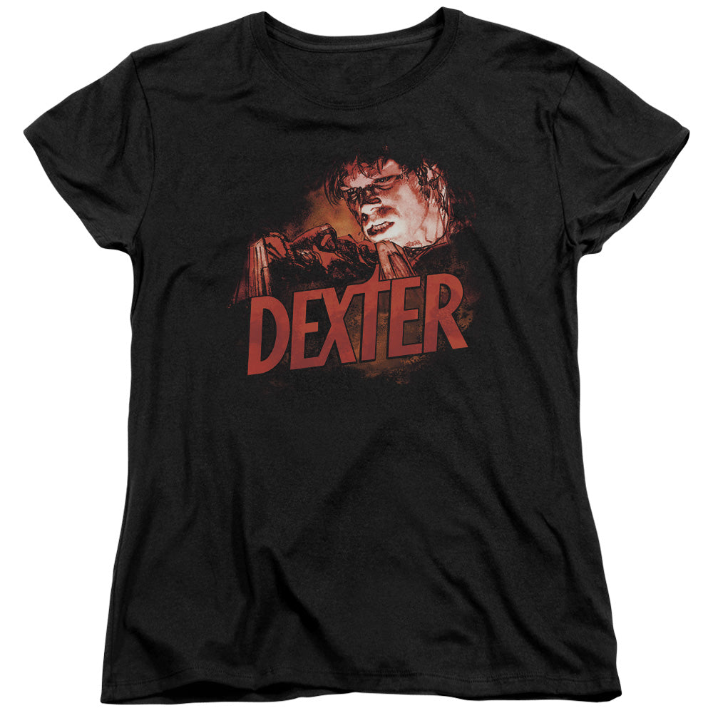 Dexter Womens T-Shirt Drawing Black Tee