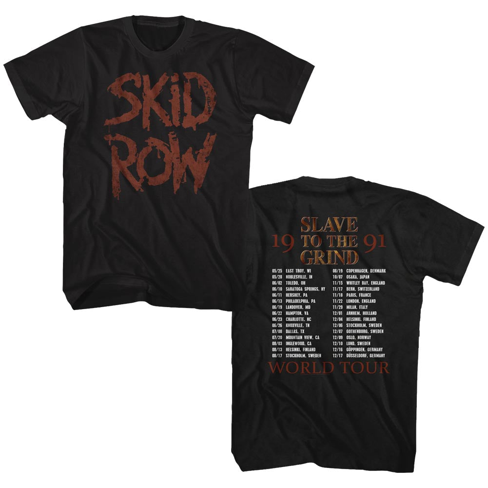 Skid Row T-Shirt Slave to the Grind World Tour Front and Back Black Tee