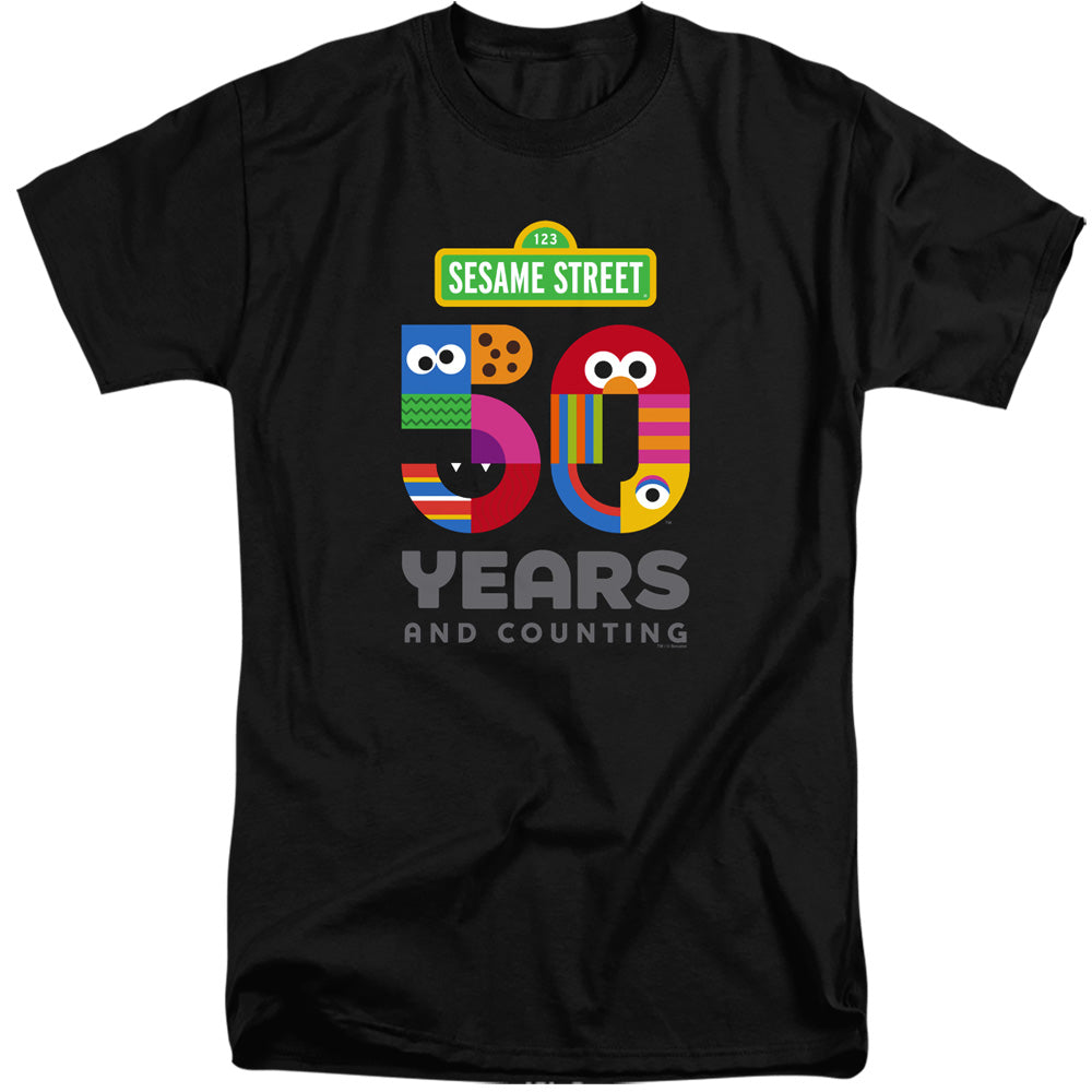 Sesame Street Tall T-Shirt 50th Anniversary Logo Black Tee