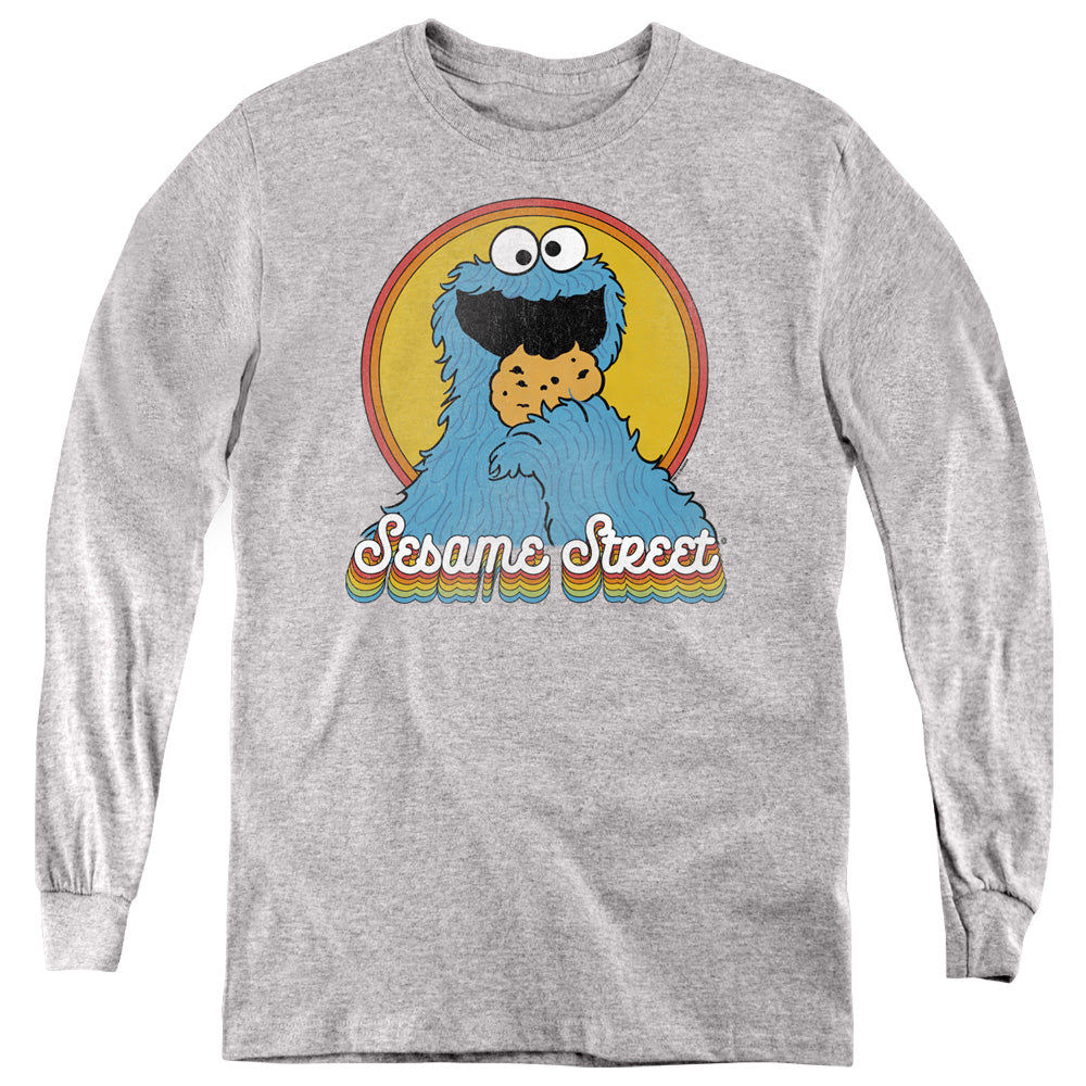 Sesame Street Kids Long Sleeve Cookie Monster Rainbow Heather Tee