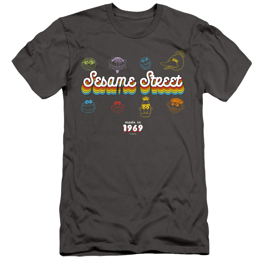 Sesame Street Slim Fit T-Shirt Made in 1969 Charcoal Tee