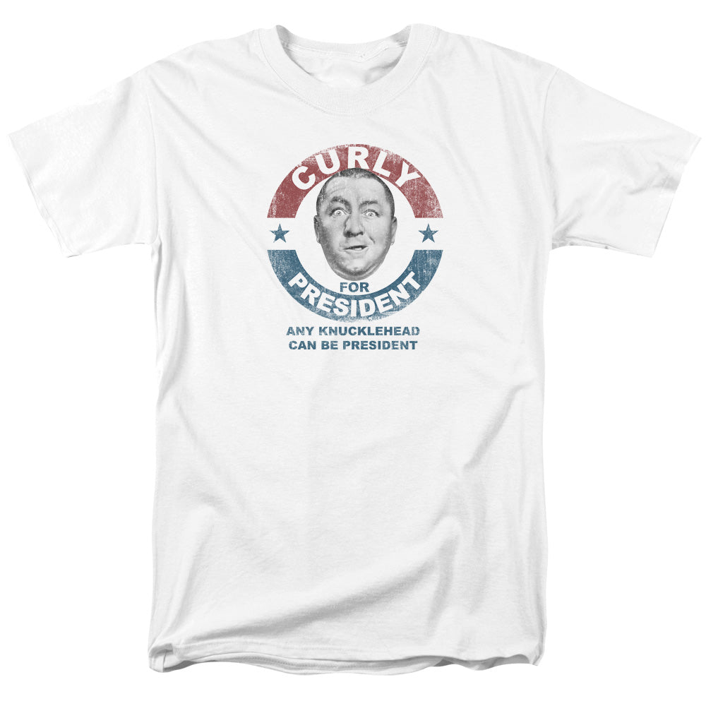 Three Stooges T-Shirt Curly Knucklehead President White Tee