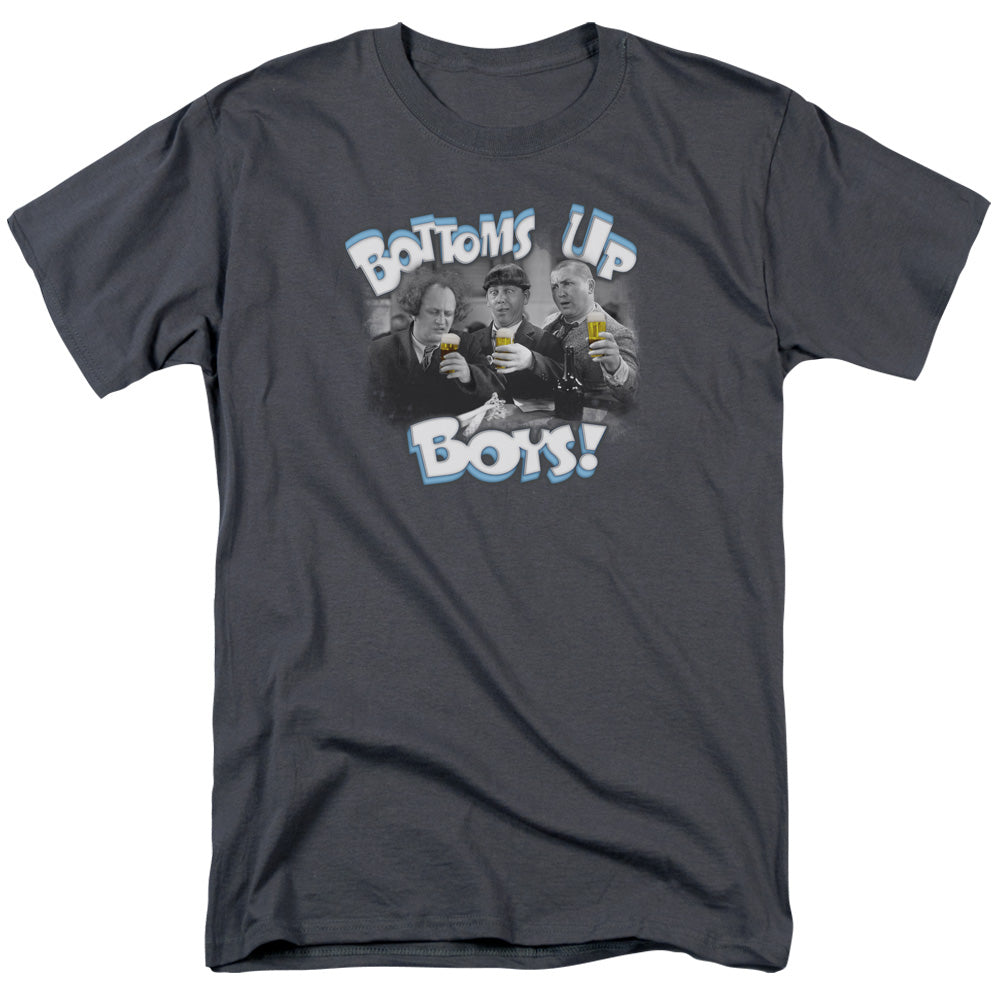 Three Stooges T-Shirt Bottoms Up Boys Charcoal Tee