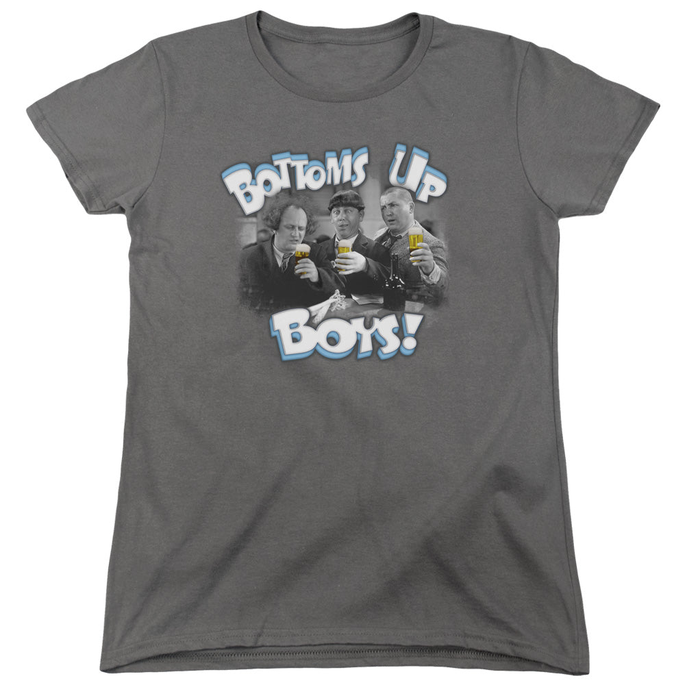 Three Stooges Womens T-Shirt Bottoms Up Boys Charcoal Tee