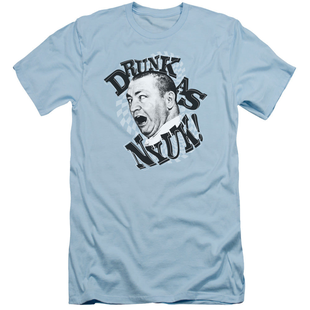 Three Stooges Slim Fit T-Shirt Drunk as NYUK Light Blue Tee