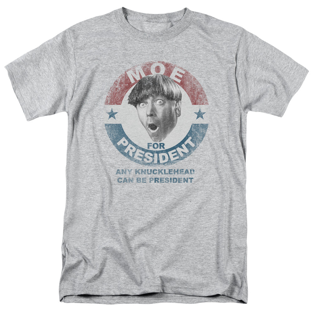 Three Stooges T-Shirt Moe Knucklehead President Heather Tee