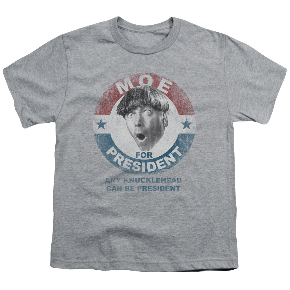 Three Stooges Kids T-Shirt Moe Knucklehead President Heather Tee