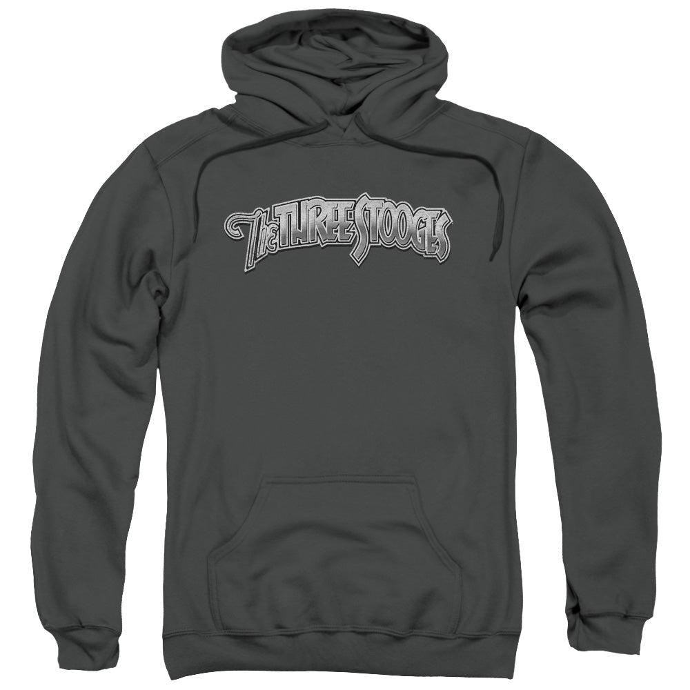 Three Stooges Hoodie Metallic Logo Charcoal Hoody