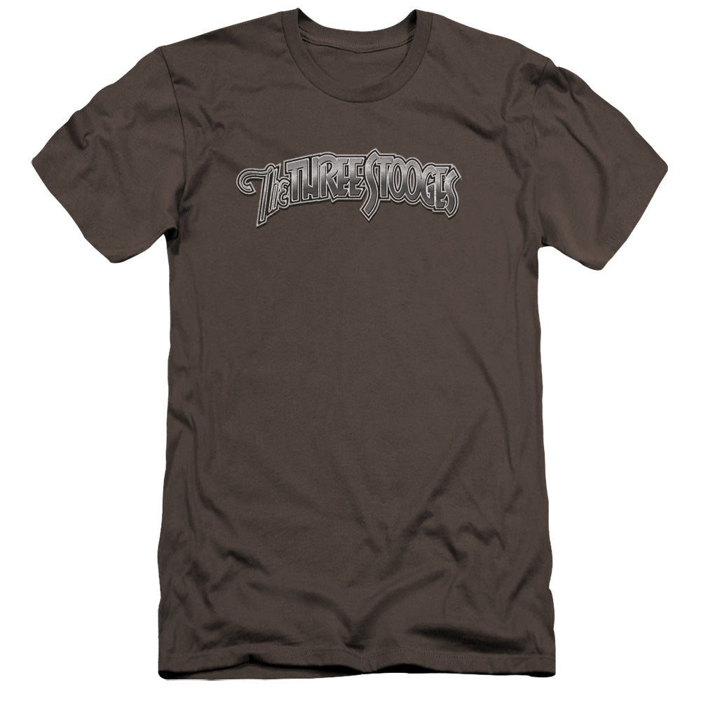 Three Stooges Canvas T-Shirt Metallic Logo Charcoal Tee