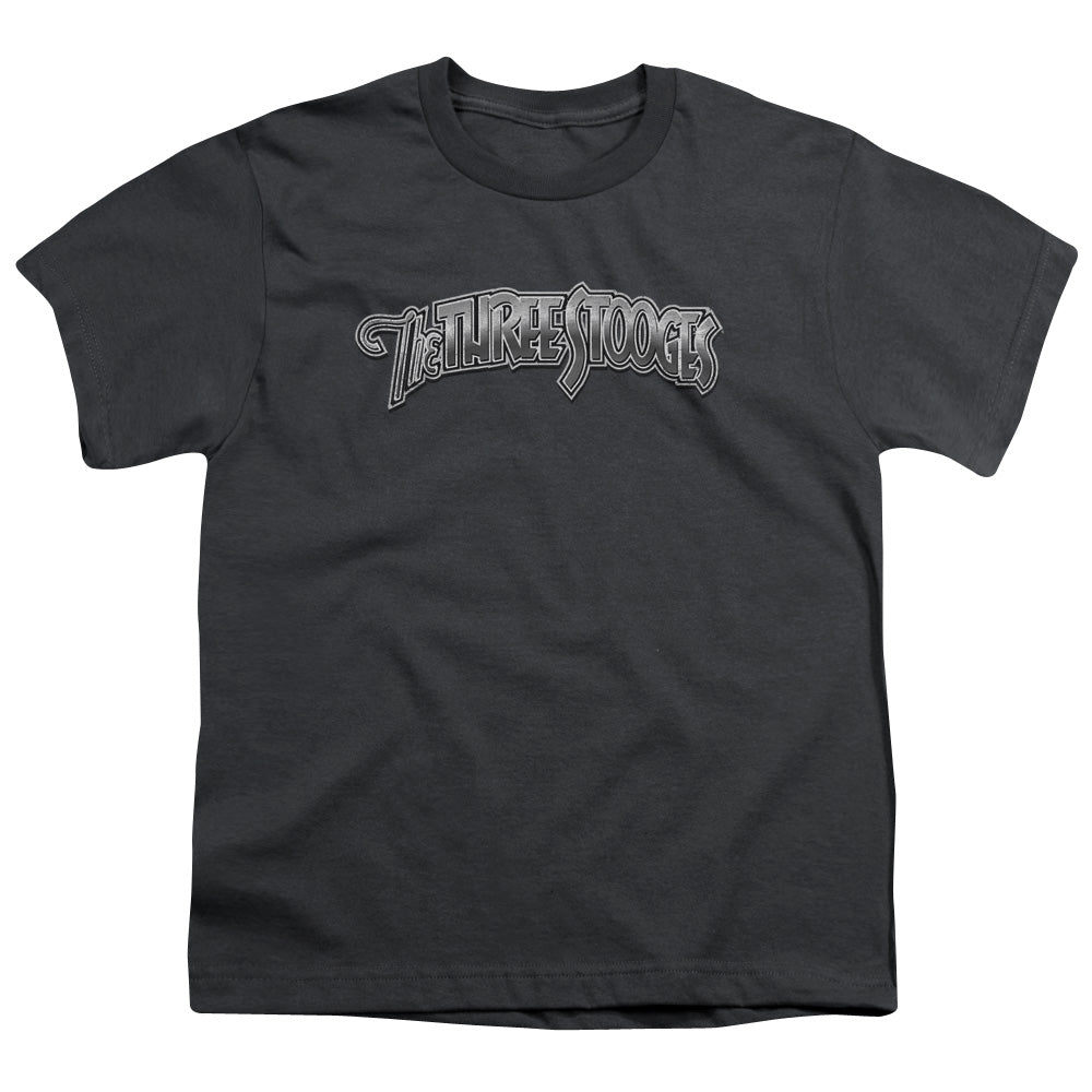 Three Stooges Kids T-Shirt Metallic Logo Charcoal Tee