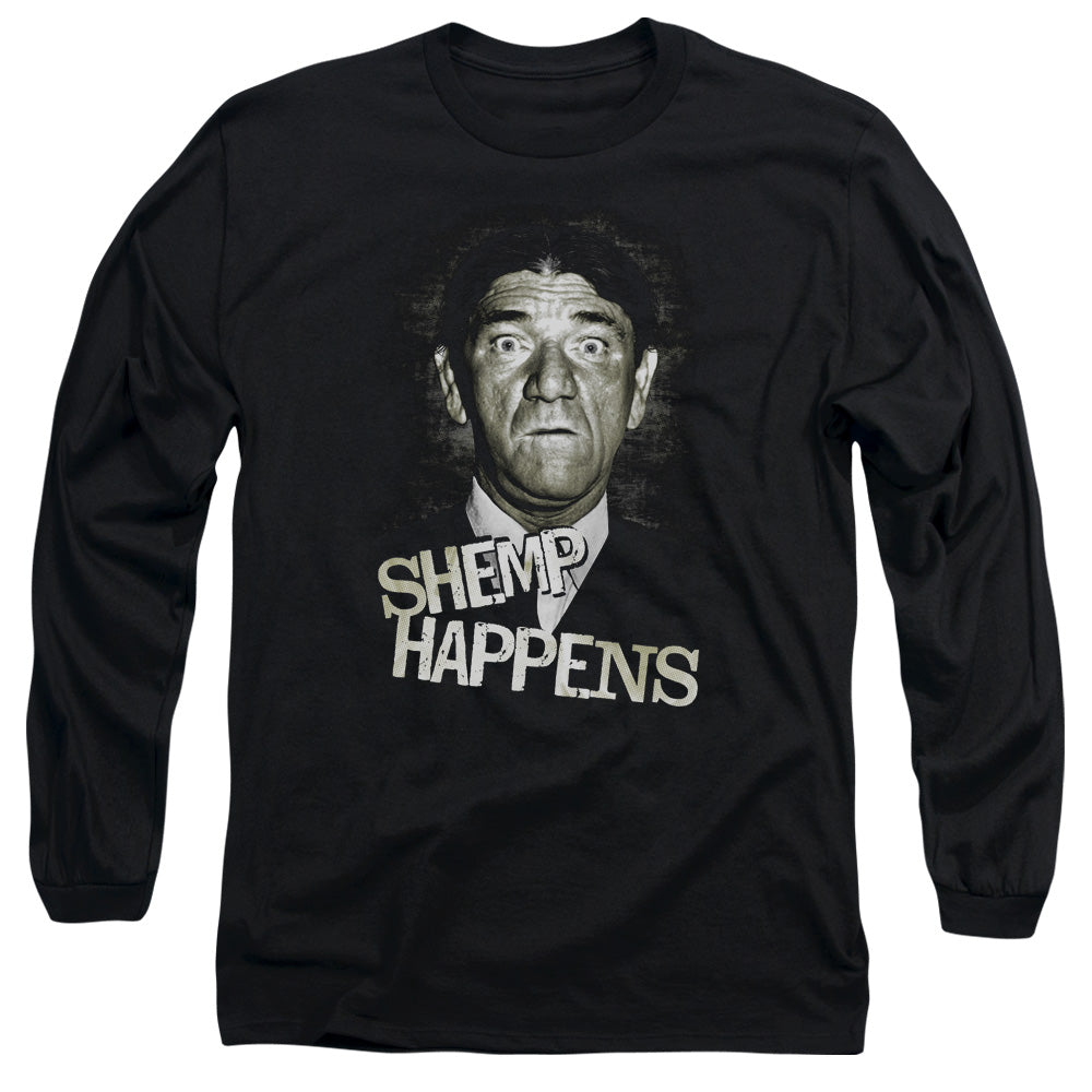 Three Stooges Long Sleeve T-Shirt Shemp Happens Black Tee