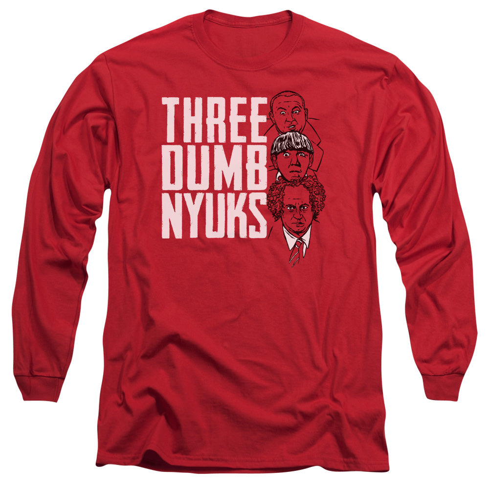 Three Stooges Long Sleeve T-Shirt Three Dumb NYUKS Red Tee