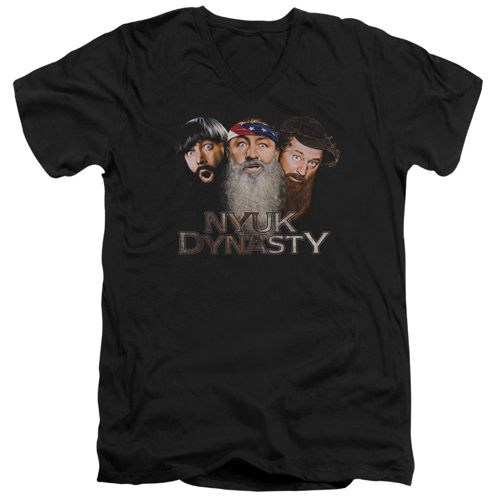 Three Stooges Slim Fit V-Neck T-Shirt NYUK Dynasty Black Tee