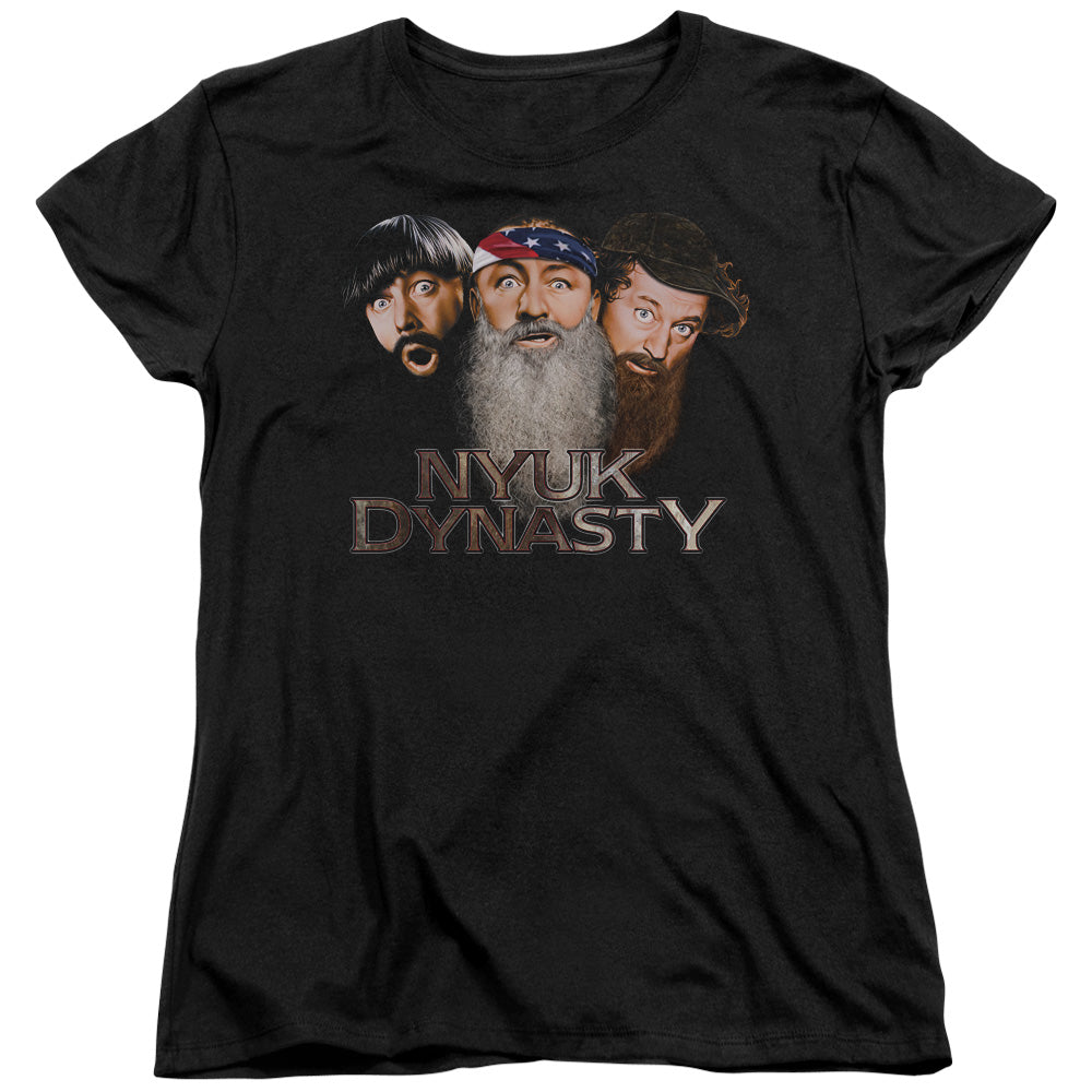 Three Stooges Womens T-Shirt NYUK Dynasty Black Tee