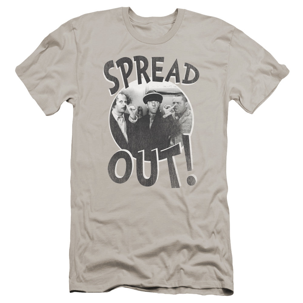 Three Stooges Premium Canvas T-Shirt Spread Out Silver Tee