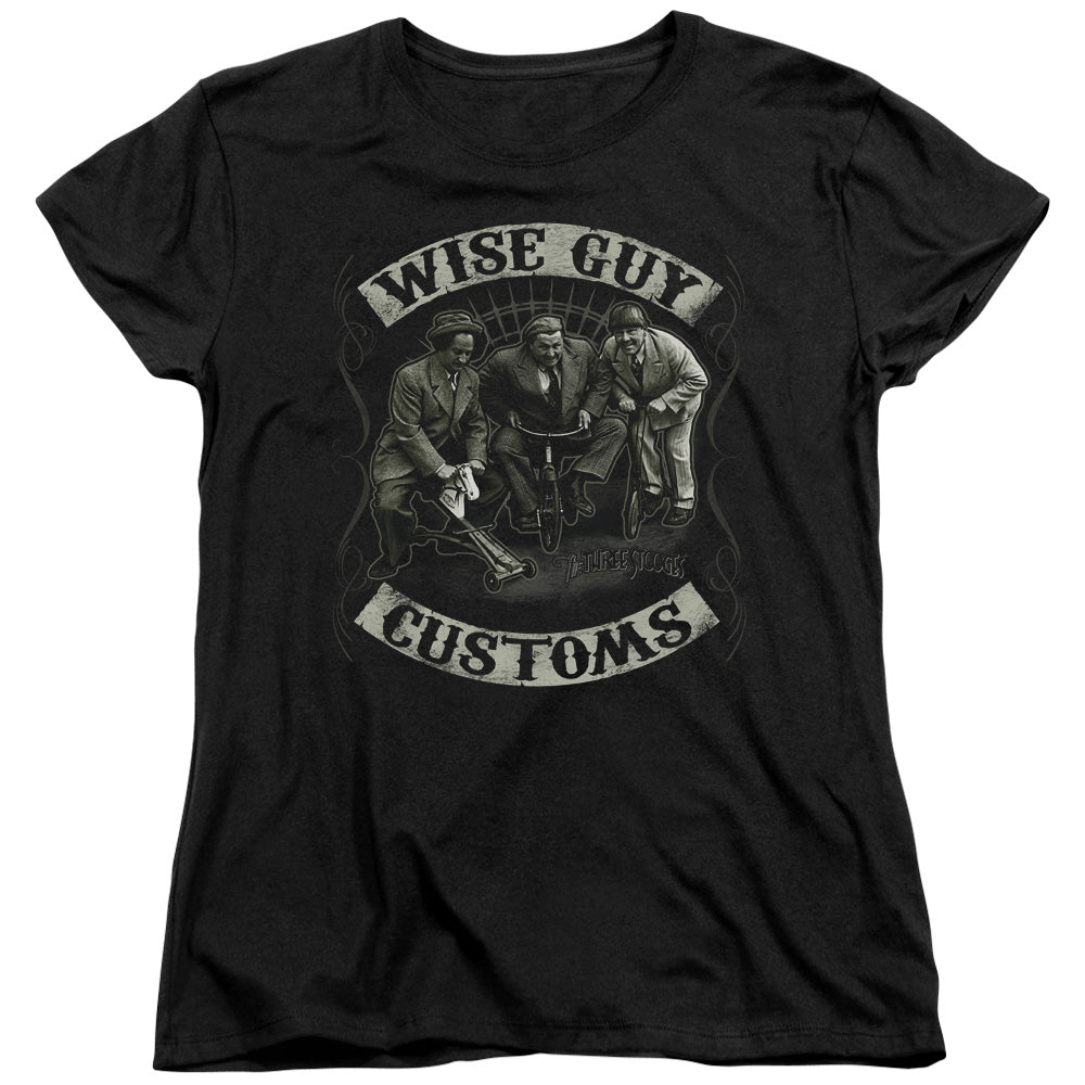 Three Stooges Womens T-Shirt Wise Guy Customs Black Tee