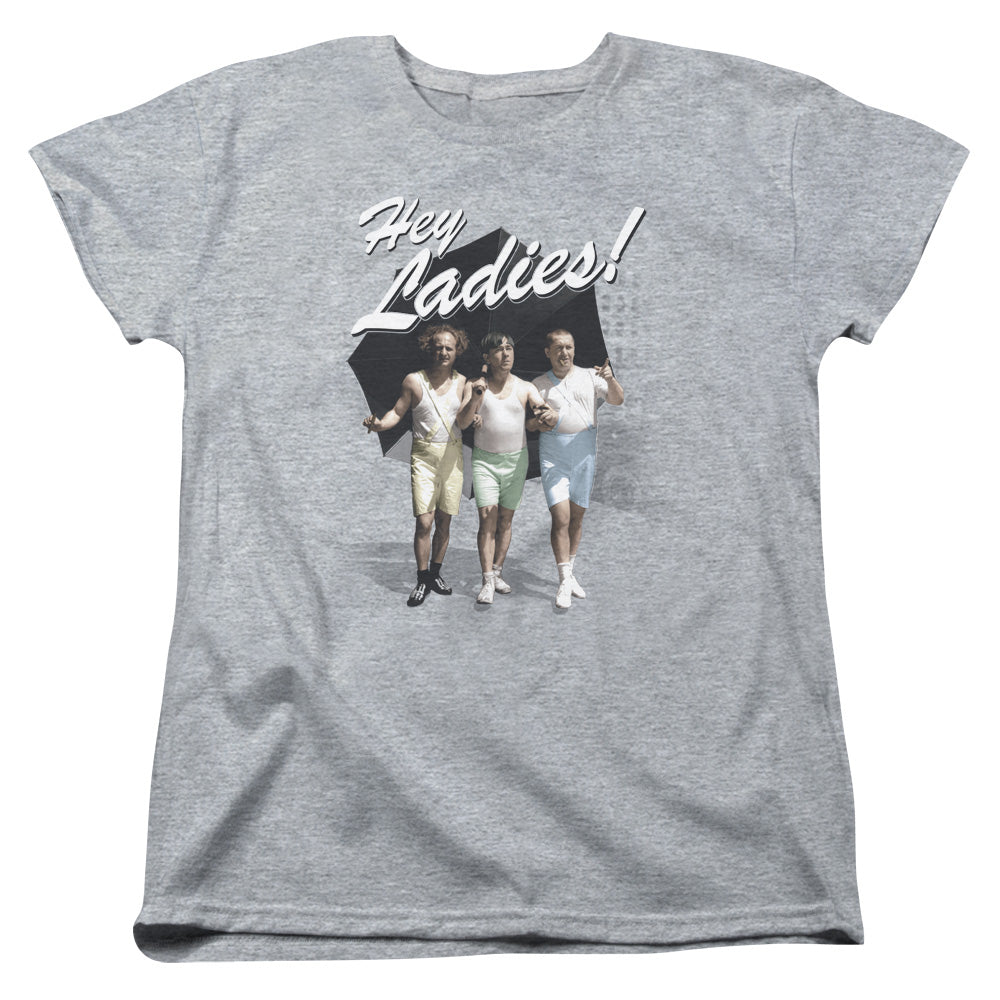 Three Stooges Womens T-Shirt Hey Ladies Heather Tee