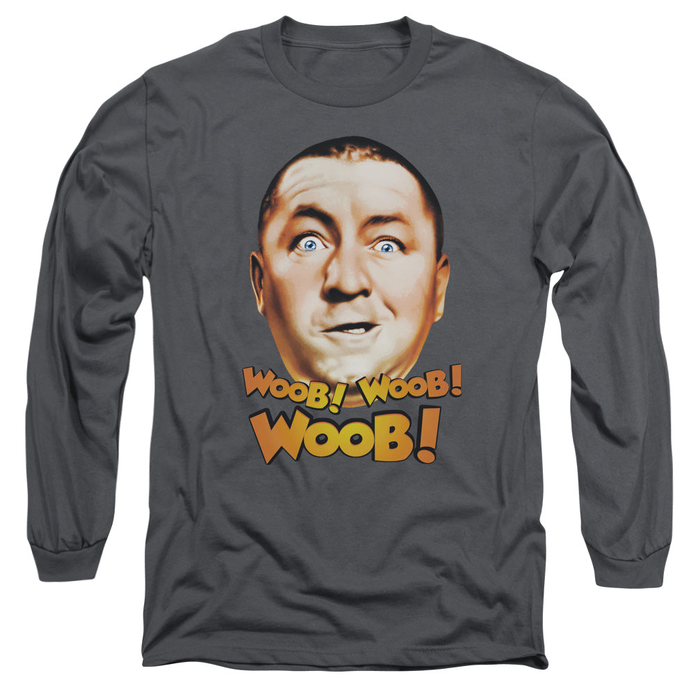 Three Stooges Long Sleeve T-Shirt Curly Woob Woob Woob Charcoal Tee