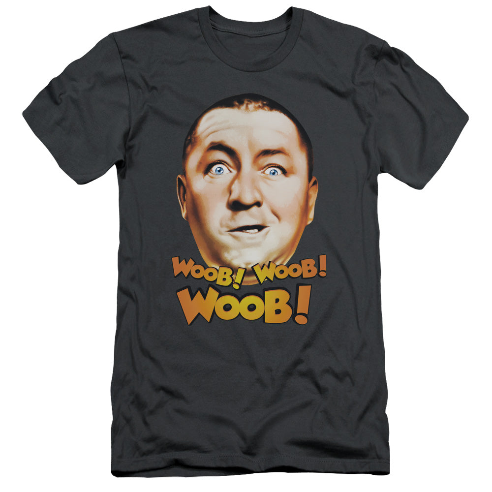 Three Stooges Slim Fit T-Shirt Curly Woob Woob Woob Charcoal Tee
