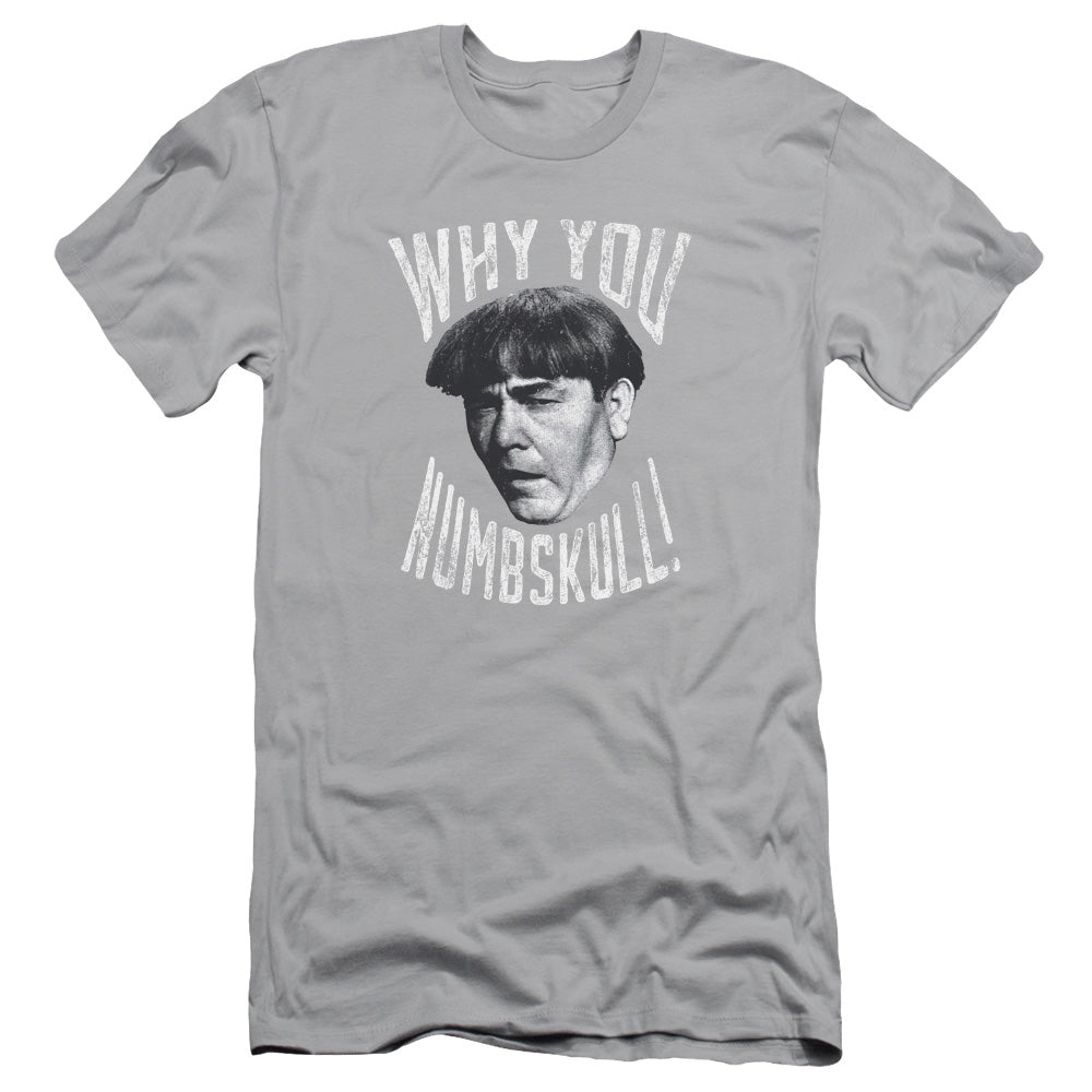 Three Stooges Slim Fit T-Shirt Why You Numbskull Silver Tee