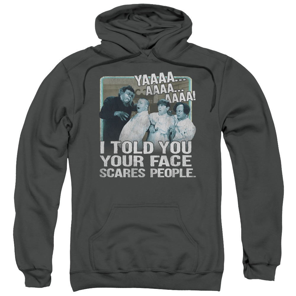 Three Stooges Hoodie Your Face Scares People Charcoal Hoody