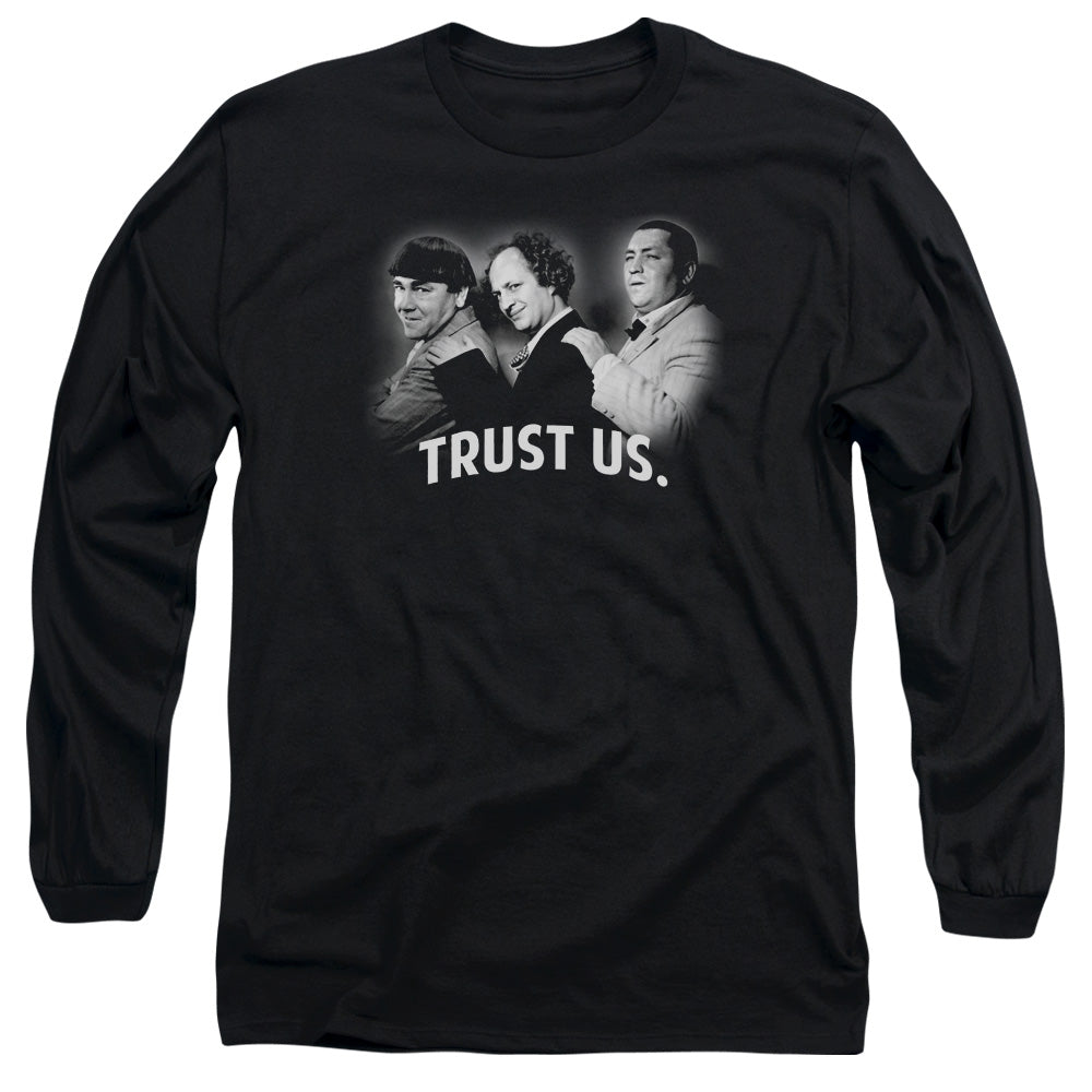 Three Stooges Long Sleeve T-Shirt Trust Us Black Tee