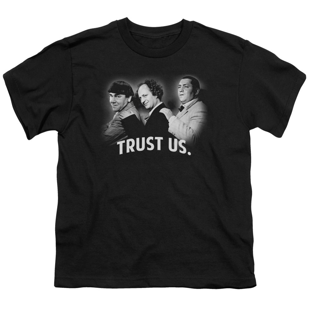 Three Stooges Kids T-Shirt Trust Us Black Tee