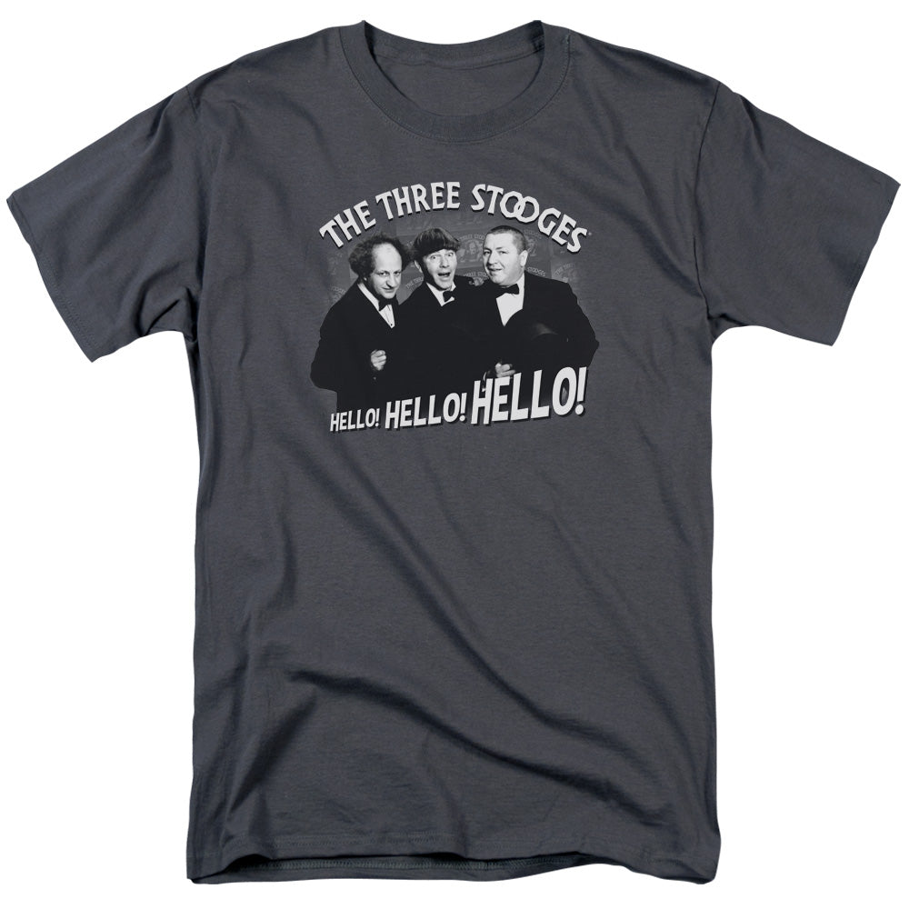 Three Stooges T-Shirt Hello Hello Hello Charcoal Tee