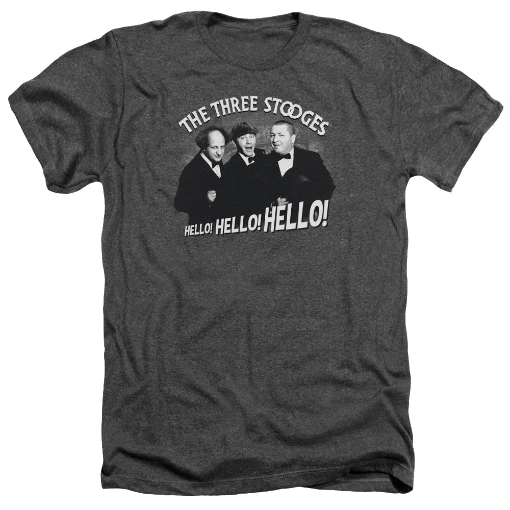 Three Stooges Heather T-Shirt Hello Hello Hello Charcoal Tee