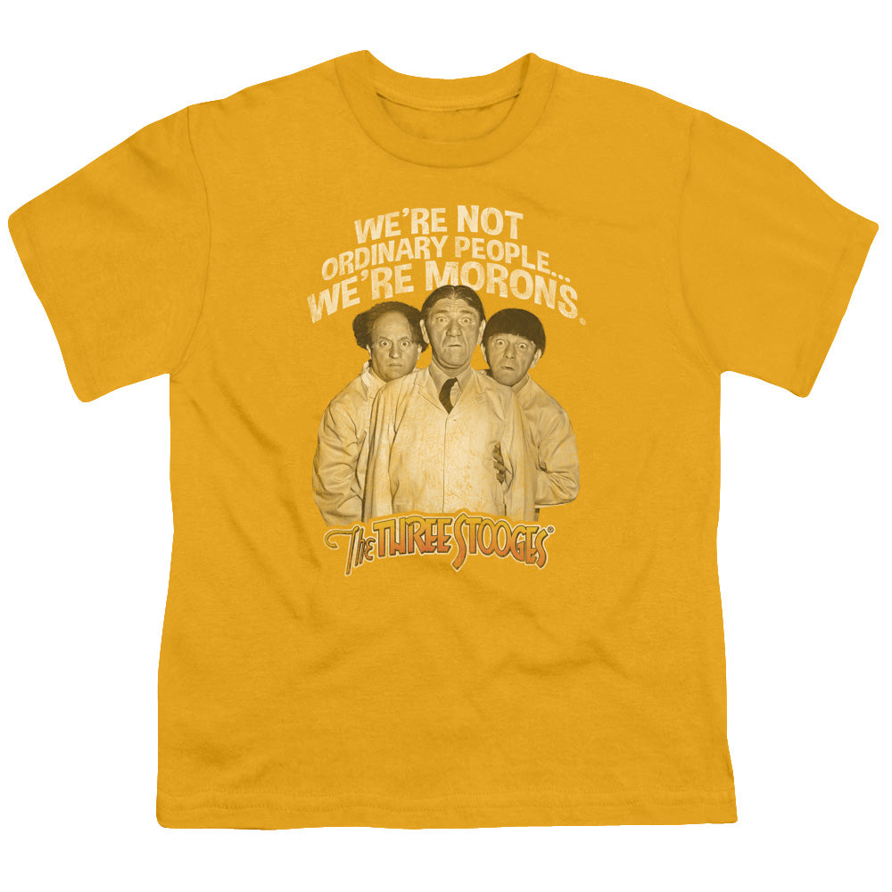 Three Stooges Kids T-Shirt Morons Gold Tee