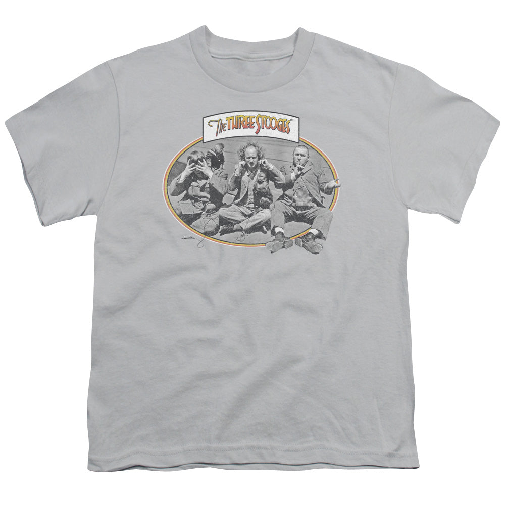 Three Stooges Kids T-Shirt Monkey See Monkey Do Silver Tee