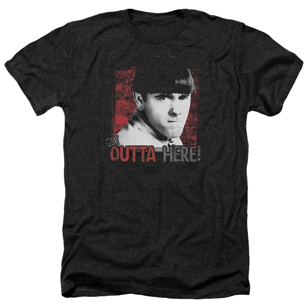 Three Stooges Heather T-Shirt Moe Get Outta Here Black Tee