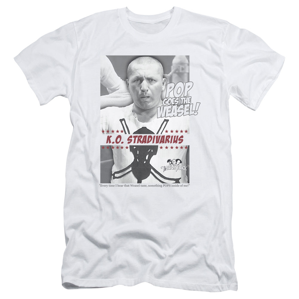 Three Stooges Slim Fit T-Shirt Pop Goes the Weasel White Tee