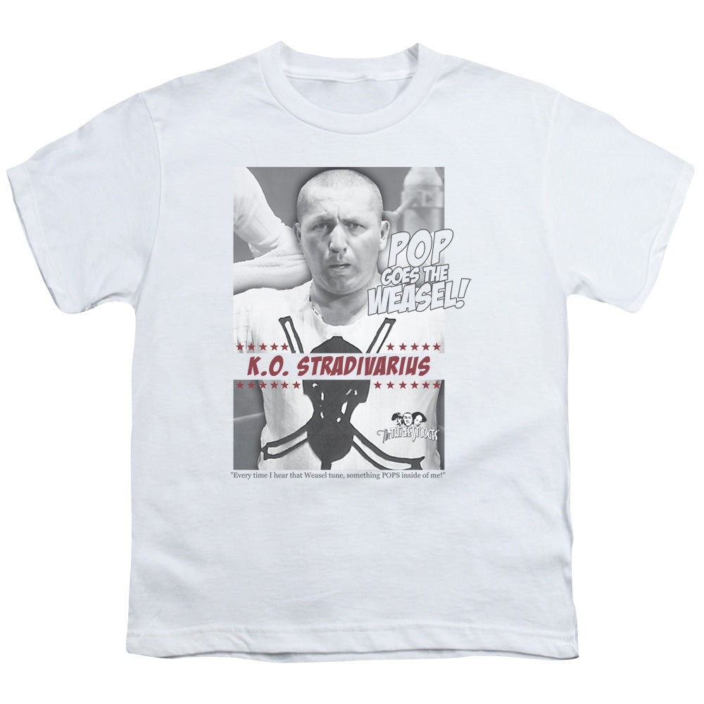 Three Stooges Kids T-Shirt Pop Goes the Weasel White Tee