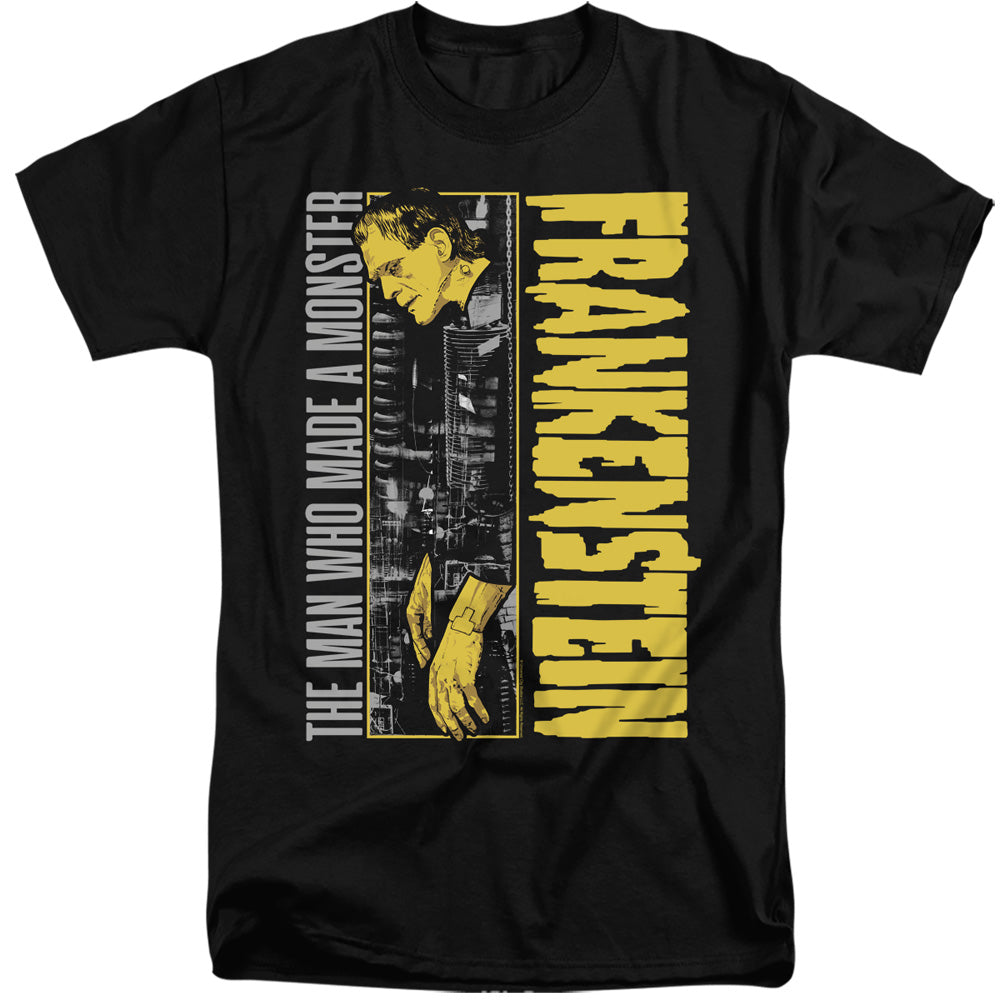 Frankenstein Tall T-Shirt Made a Monster Black Tee