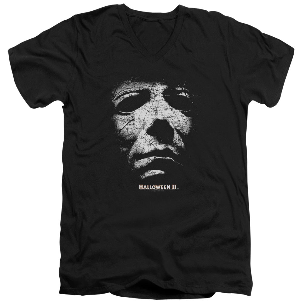 Halloween Slim Fit V-Neck T-Shirt Michael Myers Mask Black Tee