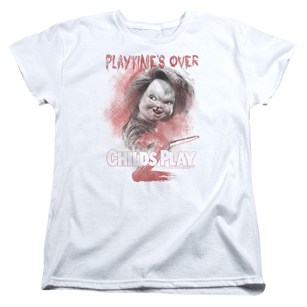 Childs Play Womens T-Shirt Playtimes Over White Tee