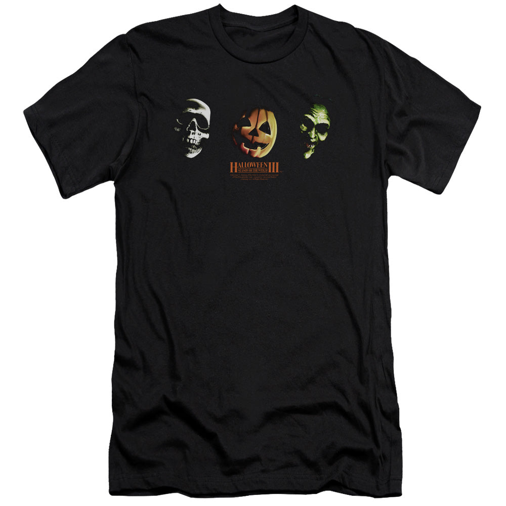 Halloween Premium Canvas T-Shirt Three Masks Black Tee