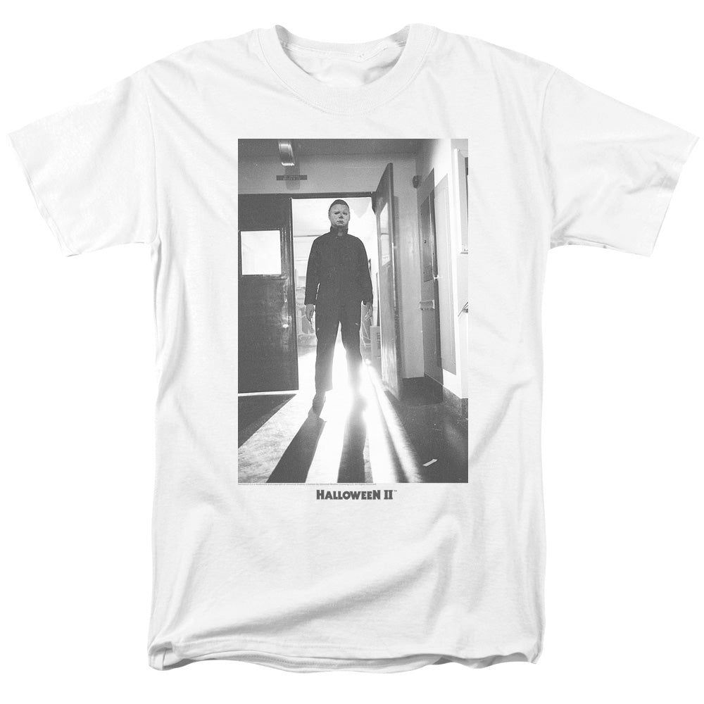 Halloween T-Shirt Michael Myers in Doorway White Tee