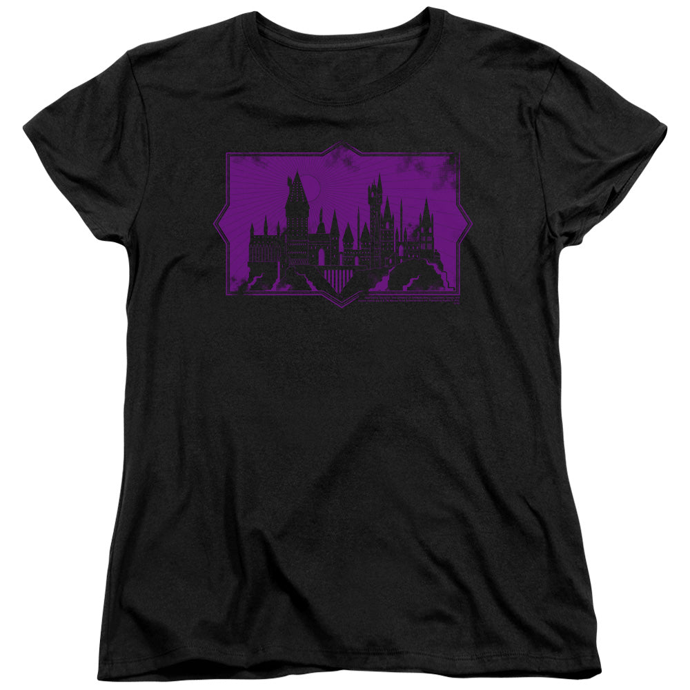 Fantastic Beasts 2 Womens T-Shirt Hogwarts Silhouette Black Tee