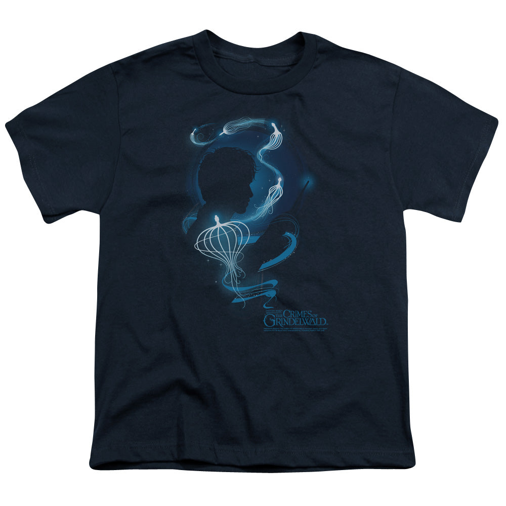 Fantastic Beasts 2 Kids T-Shirt Newt Silhouette Navy Tee