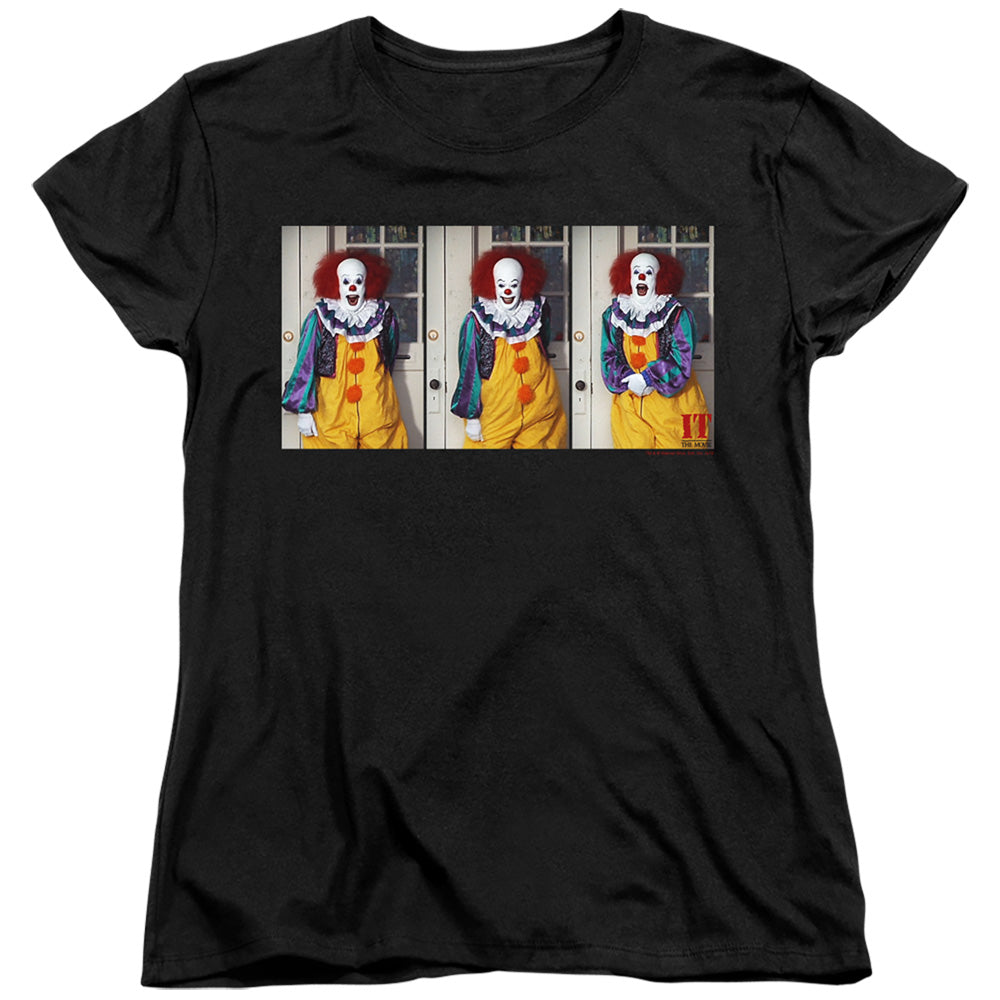 IT Movie Womens T-Shirt Pennywise Photos Collage Black Tee