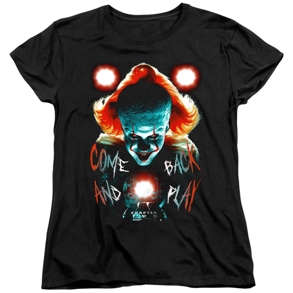 IT Chapter Two Womens T-Shirt Pennywise Come Back Black Tee