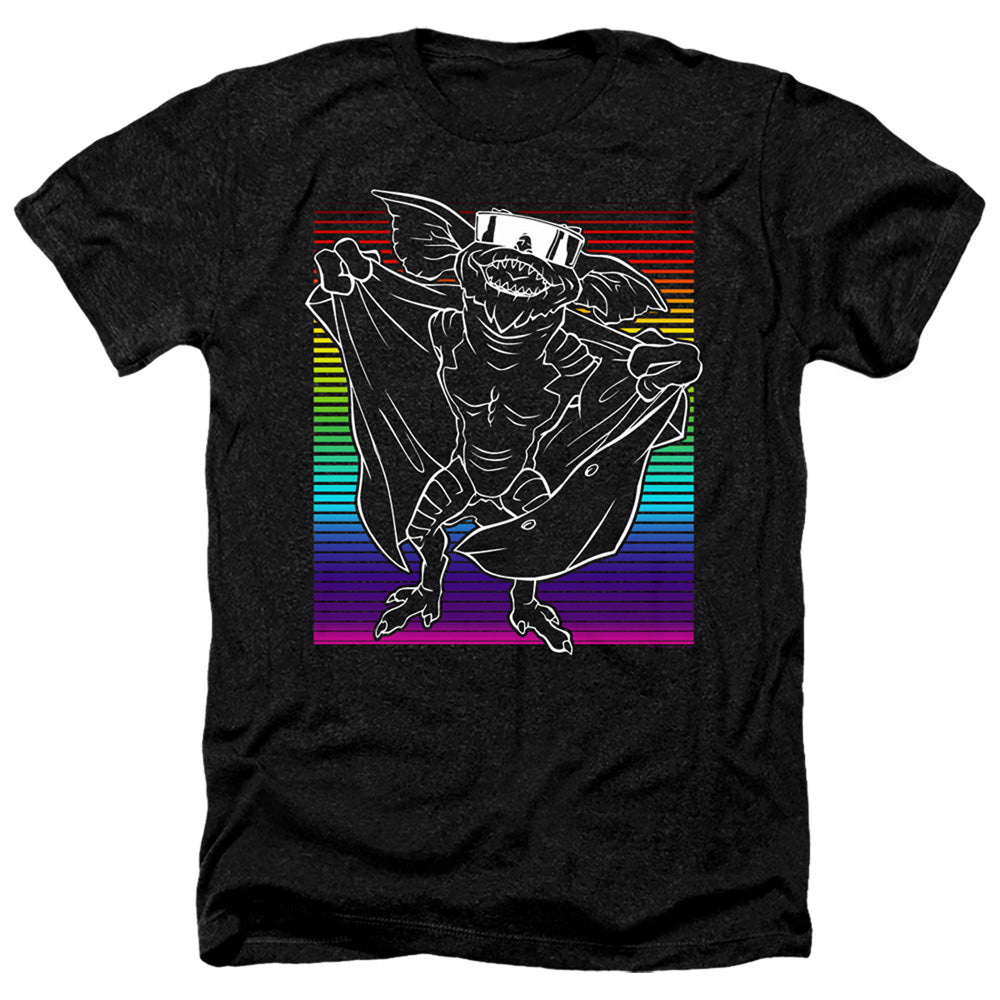 Gremlins 2 Heather T-Shirt Flasher Neon Rainbow Black Tee